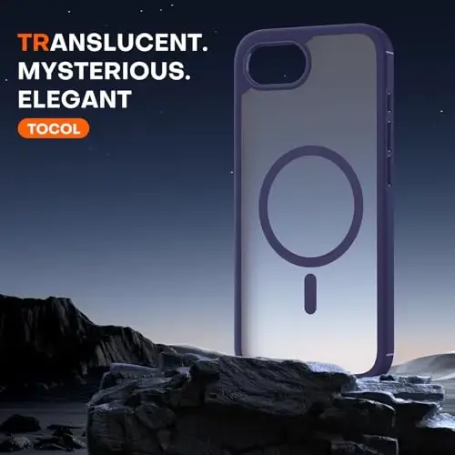 TOCOL Magnetic for iPhone 16e Case, Upgraded Full Camera Protection, Compatible with Magsafe, Drop Protection, Translucent Matte Back Bumper for iPhone 16e 6.1-Inch (Purple) - 5