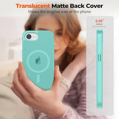 zapica Magnetic for iPhone 16e Case, [Compatible with MagSafe] [Military Grade Drop Protection] Translucent Matte Shockproof Anti-Scratch Phone Case, Blue Green - 3