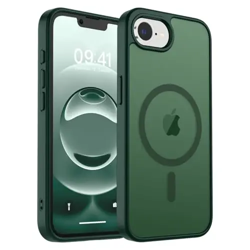 iPhone 16e için zapica Manyetik Kılıf, [MagSafe ile Uyumlu] [Askeri Sınıf Düşme Koruması] Yarı Saydam Mat Darbeye Dayanıklı Çizilmez Telefon Kılıfı, Orman Yeşili 
