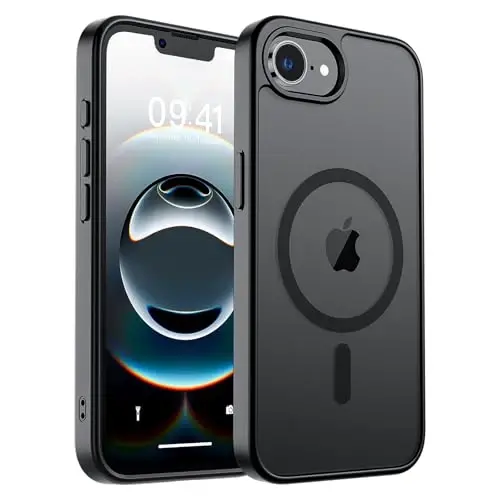 zapica Magnetic for iPhone 17e Case & iPhone 16e Case, [Compatible with MagSafe] [Military Grade Drop Protection] Translucent Matte Shockproof Anti-Scratch Phone Cover, Black - 1