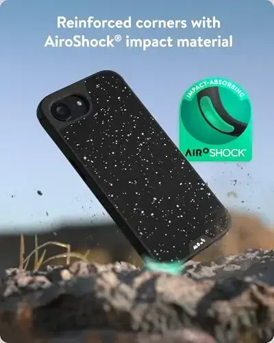 Mous for iPhone 16e Case 2025 MagSafe Compatible - Limitless 6.0 - Black Speckled Fabric - Protective Shockproof Phone Cover - 3