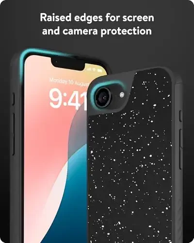 Mous for iPhone 16e Case 2025 MagSafe Compatible - Limitless 6.0 - Black Speckled Fabric - Protective Shockproof Phone Cover - 4
