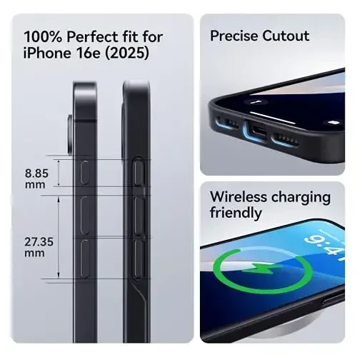 CASEKOO for iPhone 16e Case, [Never Yellow Technology] [Mil-Grade Drop Protection] Translucent Slim Cover Women Men for iPhone 16e Case Phone Case 6.1 inch, Frosted Black - 5