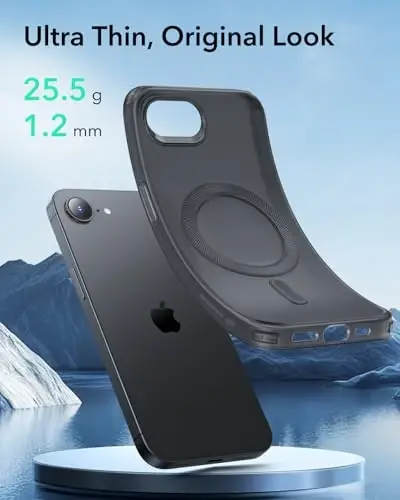 ESR for iPhone 16e Case, for iPhone SE 4 Case Compatible with MagSafe, Camera Protection, Shockproof Thin Cover, Resists Yellowing Scratches, Magnetic iPhone Case for 16e, Zero Series,Frosted Black - 2