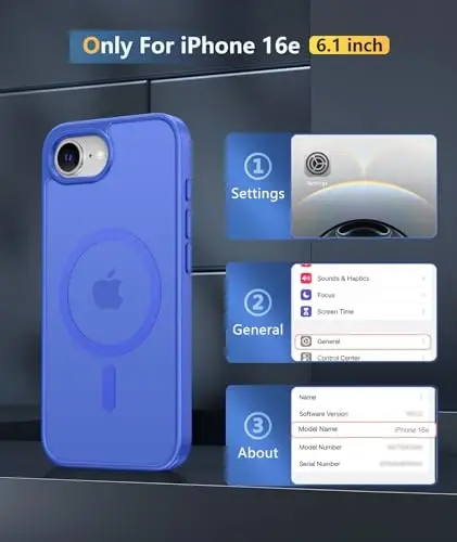 FNTCASE for iPhone 16e Case: [Compatible with Magsafe] Translucent Matte Cases with [Screen Protector] Military Grade Shockproof Protective Phone Cover - Ultramarine - 2