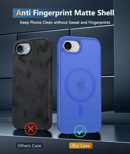FNTCASE for iPhone 16e Case: [Compatible with Magsafe] Translucent Matte Cases with [Screen Protector] Military Grade Shockproof Protective Phone Cover - Ultramarine - 4