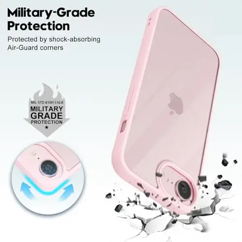 LoeoeL for iPhone 16e Case Clear, Transparent Hybrid 16e Phone Case [Hard Plastic & Soft Silicone Bumper] Acrylic Non Yellowing Thin Slim Protective Cover for Women, Light Pink - 6