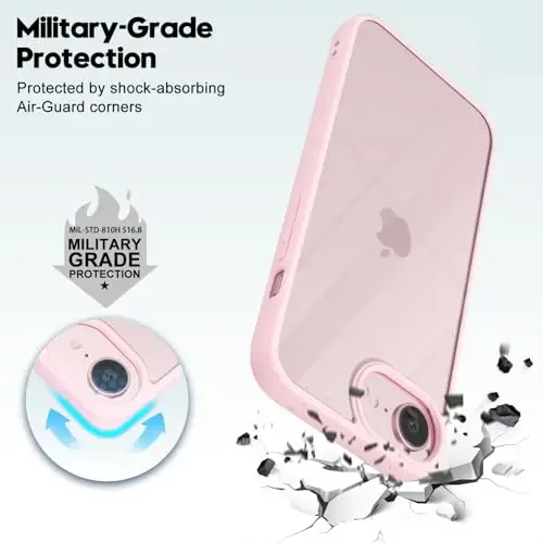 LoeoeL for iPhone 16e Case Clear, Transparent Hybrid 16e Phone Case [Hard Plastic & Soft Silicone Bumper] Acrylic Non Yellowing Thin Slim Protective Cover for Women, Light Pink - 9