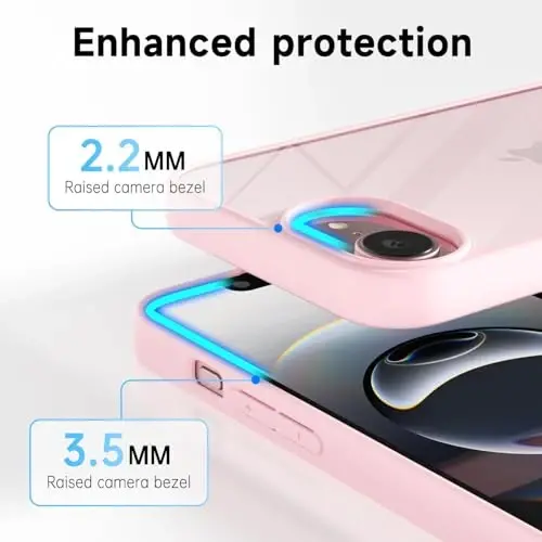 LoeoeL for iPhone 17e 16e Case Clear, Transparent Hybrid 17e 16e Phone Case [Hard Plastic & Soft Silicone Bumper] Acrylic Non Yellowing Thin Slim Protective Cover for Women, Light Pink - 5