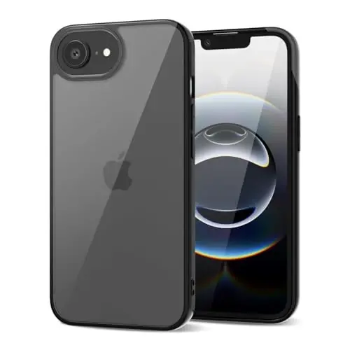 LoeoeL for iPhone 16e Case Clear, Transparent Hybrid 16e Phone Case [Hard Plastic & Soft Silicone Bumper] Acrylic Non Yellowing Thin Slim Protective Cover for Women, Black 