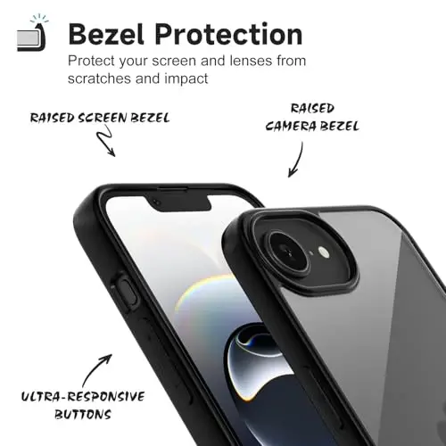 iPhone 16e Kılıfı için LoeoeL Şeffaf, Transparan Hibrit 16e Telefon Kılıfı [Sert Plastik & Yumuşak Silikon Tampon] Akrilik Sararmayan İnce Koruyucu Kadın Kılıfı, Siyah - 4