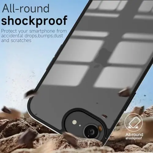 iPhone 16e Kılıfı için LoeoeL Şeffaf, Transparan Hibrit 16e Telefon Kılıfı [Sert Plastik & Yumuşak Silikon Tampon] Akrilik Sararmayan İnce Koruyucu Kadın Kılıfı, Siyah - 6