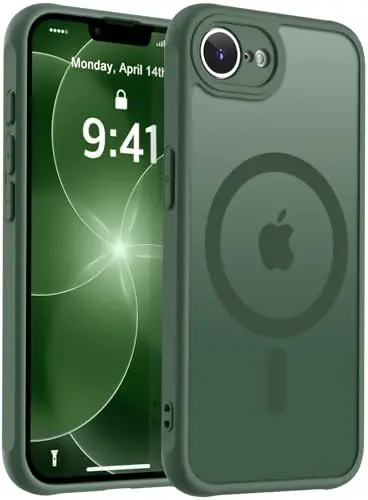 MOCCA Strong Magnetic for iPhone 16e Case [Compatible with Magsafe] [Full Camera Protection] Slim Translucent Matte Shockproof Cover for iPhone 16e Phone Case 6.1'',Midnight Green - 1