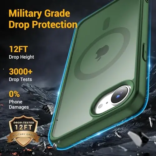 Temdan for iPhone 16e Case, Compatible with Magsafe, Anti-Yellowing, Military-Grade Protection, Shockproof Slim Magnetic Phone Case Cover, Forest Green - 3