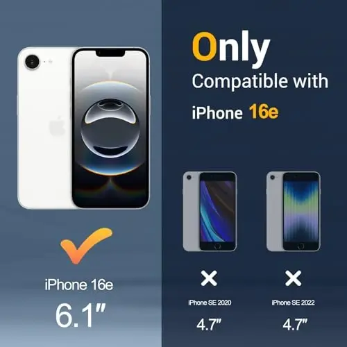 Temdan for iPhone 16e Case, Compatible with Magsafe, Anti-Yellowing, Military-Grade Protection, Shockproof Slim Magnetic Phone Case Cover, Black - 2