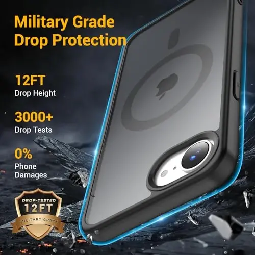 Temdan for iPhone 16e Case, Compatible with Magsafe, Anti-Yellowing, Military-Grade Protection, Shockproof Slim Magnetic Phone Case Cover, Black - 4
