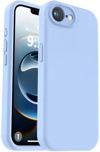 Vooii Compatible with iPhone 16e Case, Liquid Silicone Upgrade [Camera Protection] [Soft Anti-Scratch Microfiber Lining] Shockproof Phone Case for iPhone 16e 6.1 inch - Light Blue - 1