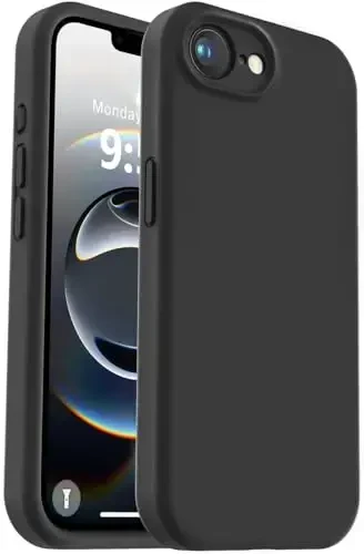 Vooii Compatible with iPhone 16e Case, Liquid Silicone Upgrade [Camera Protection] [Soft Anti-Scratch Microfiber Lining] Shockproof Phone Case for iPhone 16e 6.1 inch - Black - VOOII
