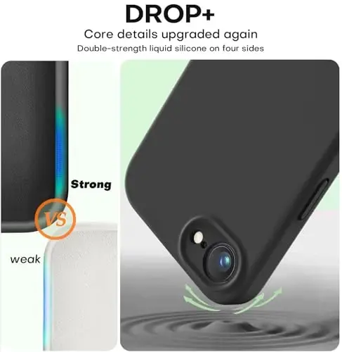 Vooii Compatible with iPhone 16e Case, Liquid Silicone Upgrade [Camera Protection] [Soft Anti-Scratch Microfiber Lining] Shockproof Phone Case for iPhone 16e 6.1 inch - Black - 4