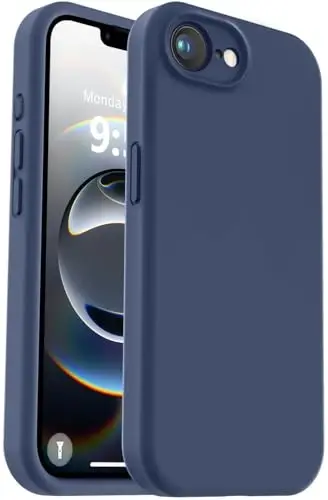 Vooii Compatible with iPhone 16e Case, Liquid Silicone Upgrade [Camera Protection] [Soft Anti-Scratch Microfiber Lining] Shockproof Phone Case for iPhone 16e 6.1 inch - Navy Blue 