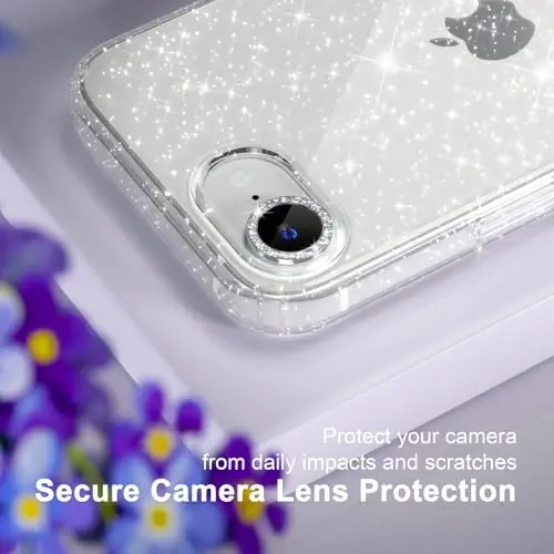 Choiche Compatible for iPhone 16e Case Women Phone Case, Cute Bling Sparkly, Military Grade Drop Protection, 1 Diamond Camera Lens Covers, 2 Tempered Glass Protectors, 6.1 inch, (Glitter Clear) - 3