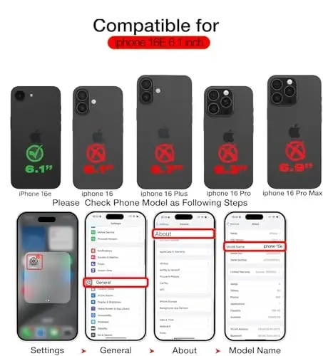 iPhone 16e uchun KSELF charm g'ilofi, zarbga chidamli, ingichka, tayanchli himoya g'ilofi, iPhone 16e 6.1'' bilan mos keluvchi ko'rinmas tayanch - KSELF (1)