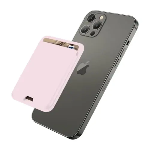 Magnetic Wallet Compatible with MagSafe for iPhone 17 16 15 14 13 12 Pro Max Air Plus Model, Mag 3 Safe Card Holder Stick on Accessories for Apple Cell Phone & Case, Light Pink - ILODN