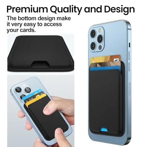 iPhone 17 16 15 14 13 12 Pro Max Air Plus Modeli için MagSafe ile Uyumlu Manyetik Cüzdan, Apple Cep Telefonu ve Kılıfı için Mag 3 Güvenli Kart Tutucu Yapışkan Aksesuarlar, Işıltılı Gökkuşağı Moru - 5