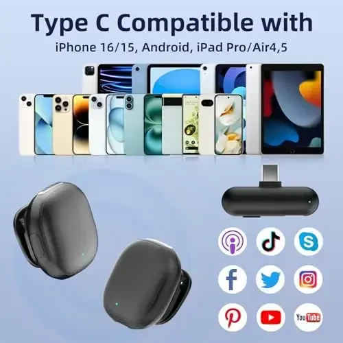 NPTCL Wireless Microphone for iPhone 17 16 15 - Ai Noise Cancelling Mini Microphone USB C for Android Phone, Lavalier Mic with 35H Charging Case for Video Recording Vlogging YouTube Tiktok - 4