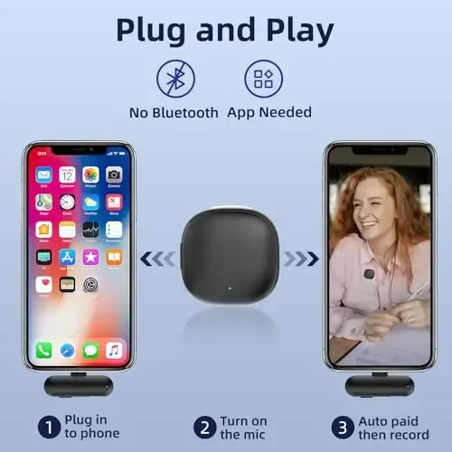 iPhone 17 16 15 uchun NPTCL simsiz mikrofon - Android telefon uchun Ai shovqinni bekor qiluvchi mini mikrofon USB C, video yozish, vlog, YouTube, Tiktok uchun 35 soatlik zaryadlash qutisi bilan Lavalier mikrofon - 5