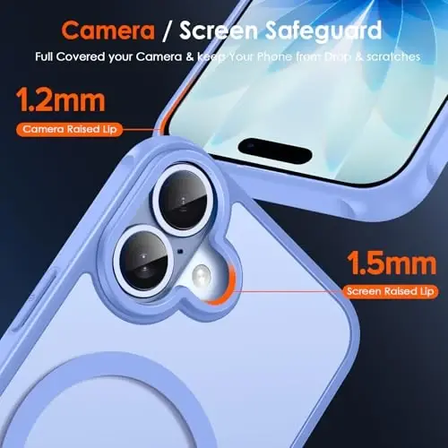 ivoler Magnetic Case for iPhone 17 6.3'' [Compatible with Magsafe] [15FT Military Grade Protection] Magnetic Charger Case Bumper for, Frosted Translucent Back for iPhone 17 Cover- Light Blue - 7