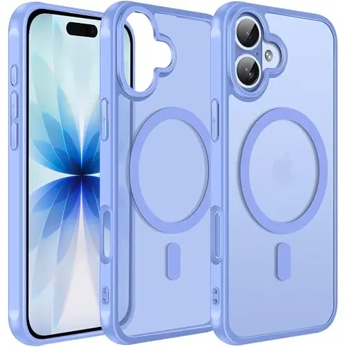 ivoler Magnetic Case for iPhone 17 6.3'' [Compatible with Magsafe] [15FT Military Grade Protection] Magnetic Charger Case Bumper for, Frosted Translucent Back for iPhone 17 Cover- Light Blue - 1