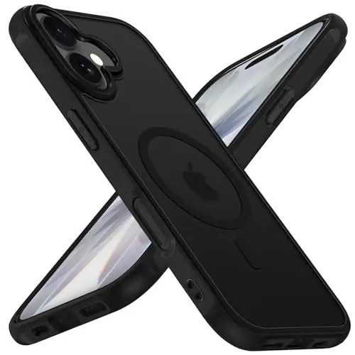 ivoler Magnetic Case for iPhone 17 6.3'' [Compatible with Magsafe] [15FT Military Grade Protection] Magnetic Charger Case Bumper for, Frosted Translucent Back for Cover iPhone 17- Black - 1