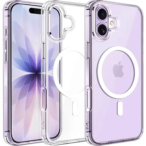 ivoler Magnetic Case for iPhone 17 6.3'' [Compatible with Magsafe] [15FT Military Grade Protection] Magnetic Charger Case Bumper, Frosted Translucent Back for iPhone 17 Cover - Clear 