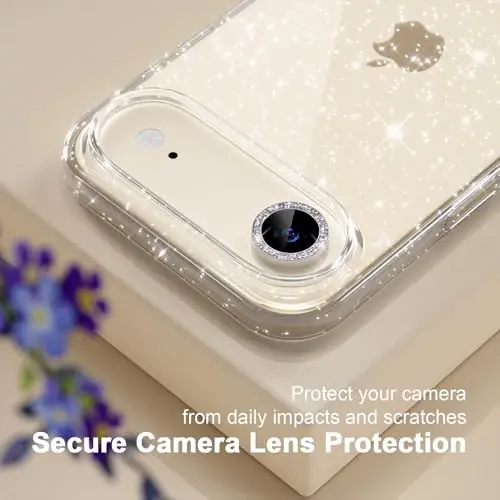 Choiche Compatible for iPhone 17 Air Case, Women Cute Clear Glitter Bling Sparkly Case, [1 x Diamond Camera Lens Protectors] [2 x Tempered Glass Screen Protectors] 6.5-inch (Glitter Clear) - 3