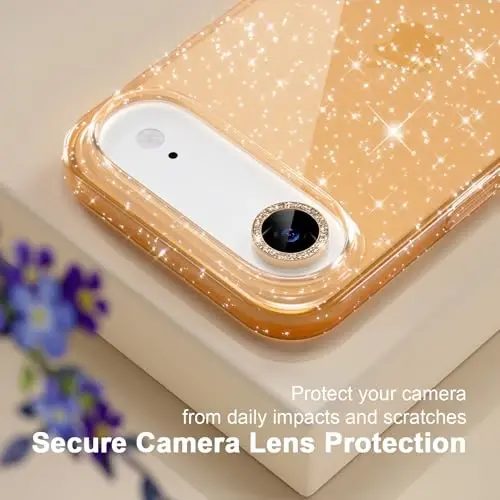 Choiche Compatible for iPhone 17 Air Case, Women Cute Clear Glitter Bling Sparkly Case, [1 x Diamond Camera Lens Protectors] [2 x Tempered Glass Screen Protectors] 6.5-inch (Glitter Gold) - 3
