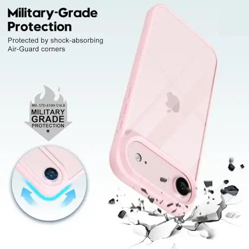 LoeoeL for iPhone 17 Air Case Clear, Transparent Hybrid iPhone 17 Air Phone Case [Hard Plastic & Soft Silicone Bumper] Acrylic Non Yellowing Thin Slim Protective Cover for Women, Light Pink - 6