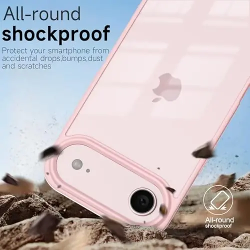 iPhone 17 Air Kılıfı Şeffaf, Saydam Hibrit iPhone 17 Air Telefon Kılıfı [Sert Plastik ve Yumuşak Silikon Tampon] Kadınlar için Akrilik Sararmayan İnce Koruyucu Kapak, Açık Pembe - 6