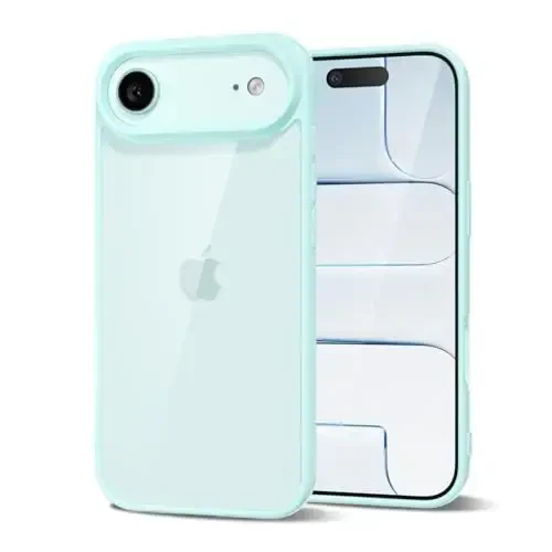 LoeoeL for iPhone 17 Air Case Clear, Transparent Hybrid iPhone 17 Air Phone Case [Hard Plastic & Soft Silicone Bumper] Acrylic Non Yellowing Thin Slim Protective Cover for Women, Teal - LOEOEL