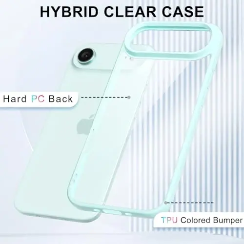 LoeoeL for iPhone 17 Air Case Clear, Transparent Hybrid iPhone 17 Air Phone Case [Hard Plastic & Soft Silicone Bumper] Acrylic Non Yellowing Thin Slim Protective Cover for Women, Teal - 3