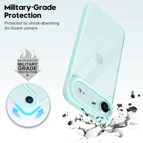 LoeoeL for iPhone 17 Air Case Clear, Transparent Hybrid iPhone 17 Air Phone Case [Hard Plastic & Soft Silicone Bumper] Acrylic Non Yellowing Thin Slim Protective Cover for Women, Teal - 6