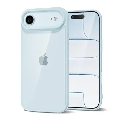 LoeoeL for iPhone 17 Air Case Clear, Transparent Hybrid iPhone 17 Air Phone Case [Hard Plastic & Soft Silicone Bumper] Acrylic Non Yellowing Thin Slim Protective Cover for Women, Light Blue - LOEOEL