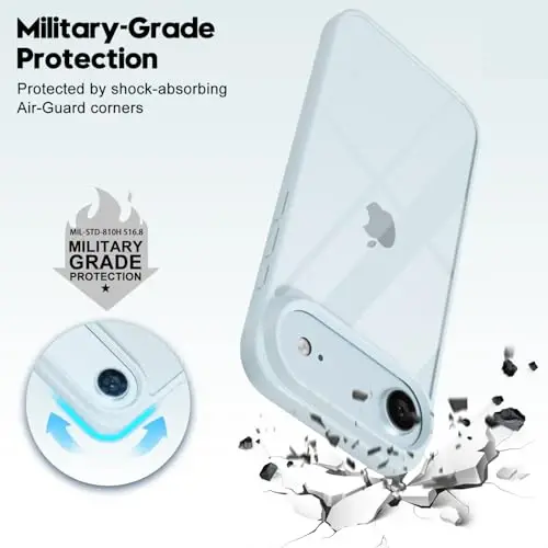 LoeoeL for iPhone 17 Air Case Clear, Transparent Hybrid iPhone 17 Air Phone Case [Hard Plastic & Soft Silicone Bumper] Acrylic Non Yellowing Thin Slim Protective Cover for Women, Light Blue - 6