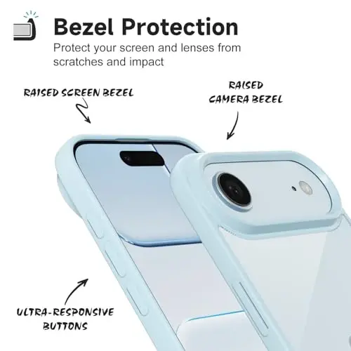 iPhone 17 Air Kılıfı Şeffaf, Transparan Hibrit iPhone 17 Air Telefon Kılıfı [Sert Plastik ve Yumuşak Silikon Tampon] Akrilik Sararmayan İnce Koruyucu Kapak Kadınlar için, Açık Mavi - 4