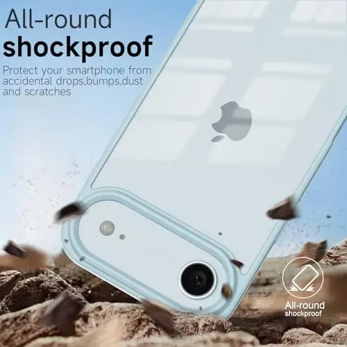 iPhone 17 Air Kılıfı Şeffaf, Transparan Hibrit iPhone 17 Air Telefon Kılıfı [Sert Plastik ve Yumuşak Silikon Tampon] Akrilik Sararmayan İnce Koruyucu Kapak Kadınlar için, Açık Mavi - 6