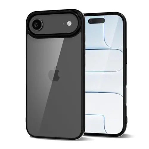 iPhone 17 Air Kılıfı Şeffaf, Transparan Hibrit iPhone 17 Air Telefon Kılıfı [Sert Plastik ve Yumuşak Silikon Tampon] Akrilik Sararmayan İnce Koruyucu Kapak, Siyah - LOEOEL