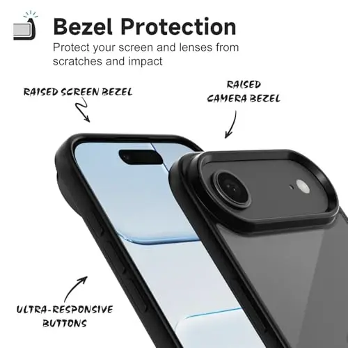 iPhone 17 Air Kılıfı Şeffaf, Transparan Hibrit iPhone 17 Air Telefon Kılıfı [Sert Plastik ve Yumuşak Silikon Tampon] Akrilik Sararmayan İnce Koruyucu Kapak, Siyah - 4