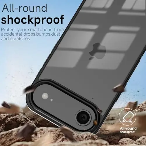 iPhone 17 Air Kılıfı Şeffaf, Transparan Hibrit iPhone 17 Air Telefon Kılıfı [Sert Plastik ve Yumuşak Silikon Tampon] Akrilik Sararmayan İnce Koruyucu Kapak, Siyah - 6