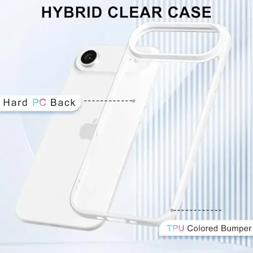 LoeoeL for iPhone 17 Air Case Clear, Transparent Hybrid iPhone 17 Air Phone Case [Hard Plastic & Soft Silicone Bumper] Acrylic Non Yellowing Thin Slim Protective Cover for Women, White - 3