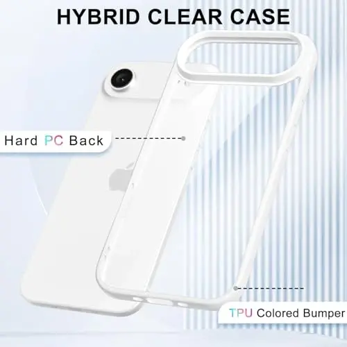 iPhone 17 Air Kılıfı Şeffaf, Transparan Hibrit iPhone 17 Air Telefon Kılıfı [Sert Plastik & Yumuşak Silikon Tampon] Akrilik Sararmayan İnce Koruyucu Kapak Kadınlar için, Beyaz - 3